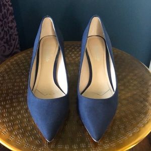 Navy leather heels
